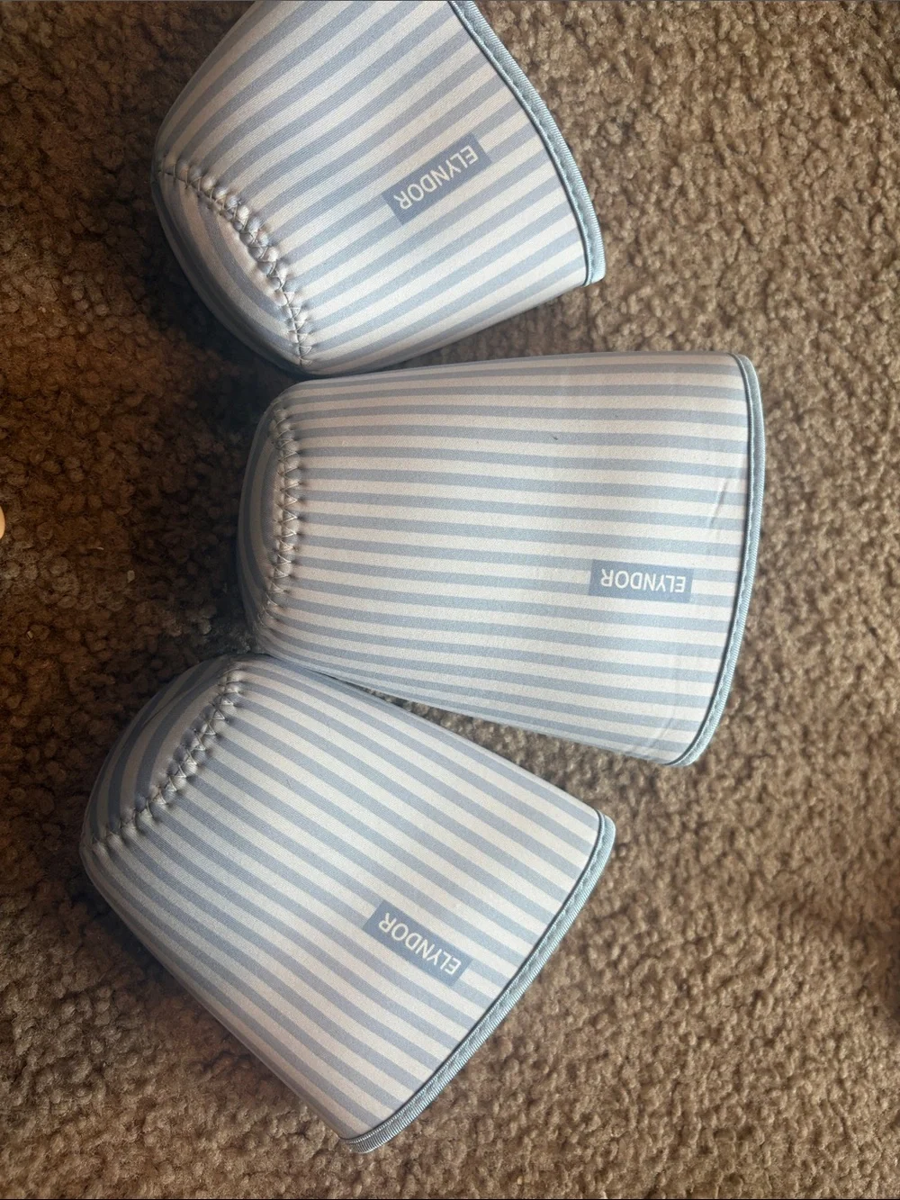 B71 Elyndor Lot of 3 (sm/md/lg) Blue & White Striped Coffee Coozie